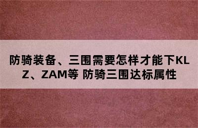 防骑装备、三围需要怎样才能下KLZ、ZAM等 防骑三围达标属性